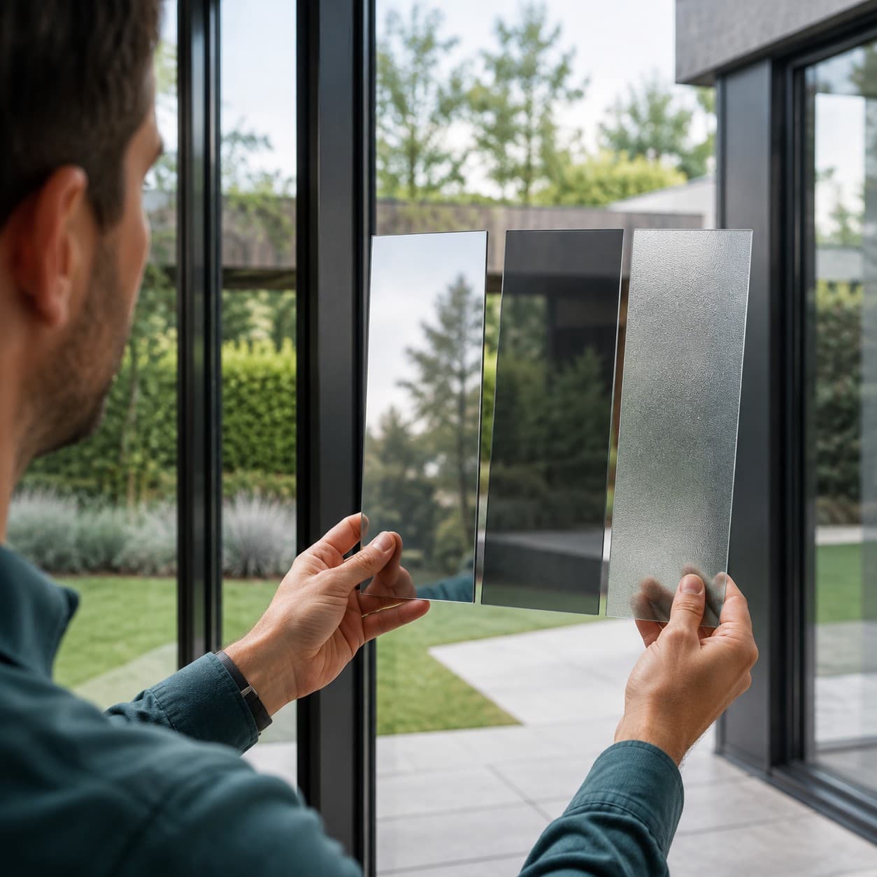 Comparing a window film sample against glass